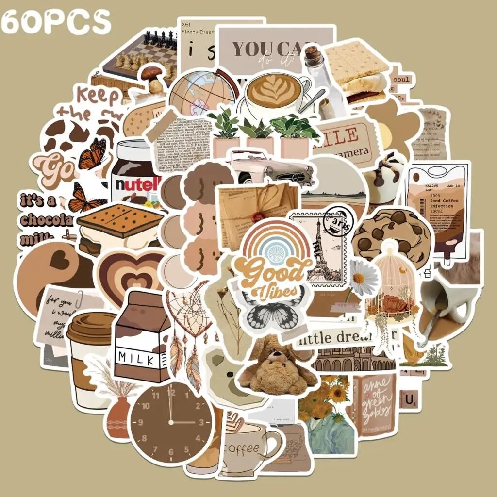 

60PCS Retro Art Vsco Graffiti Stickers Aesthetic Cartoon Decals Laptop Luggage Skateboard Phone Guitar Car Sticker Kids Toys