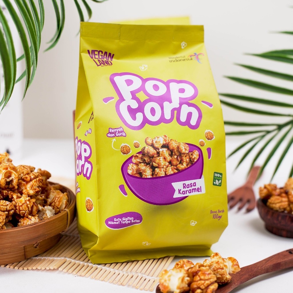 

POP CORN 100 GRAM | POP CORN CARAMEL 100 GR | POPCORN | VEGAN LAND