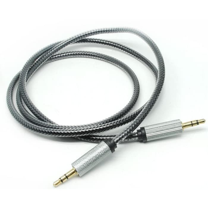 Metal AUX Cable Jack Kabel AUX Audio Konektor 3.5mm HiFi 1M Silver *