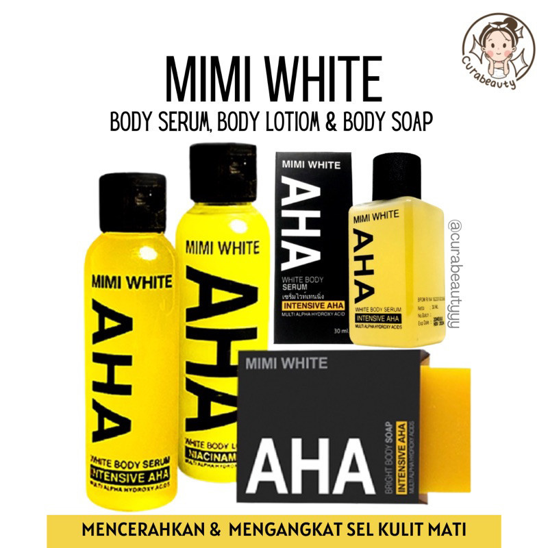 MIMI WHITE BPOM AHA SERIES - MIMI WHITE SERUM 30ML - 100ML LOTION - SABUN MIMI WHITE