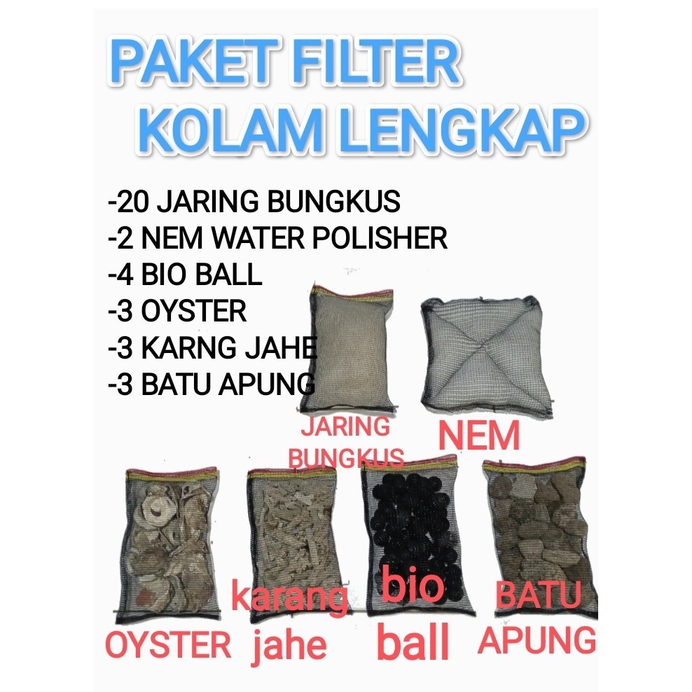 PAKET FILTER KOLAM KOI WATER FILTER JARING NELAYAN