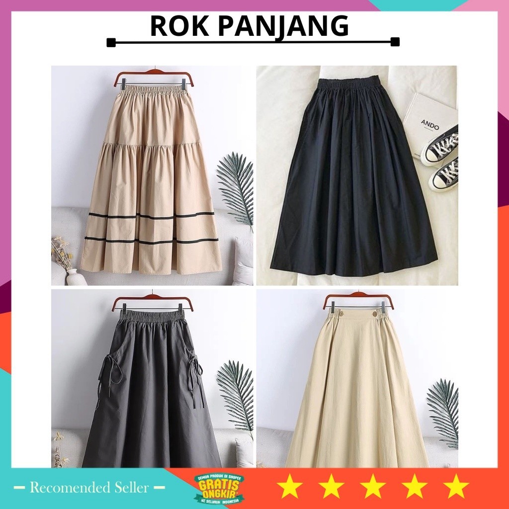 Bawahan Wanita Fashion Muslim Premium Kekinian Bahan Bagus / ROK MAYUNG PANJANG POLOS BAHAN KATUN LI