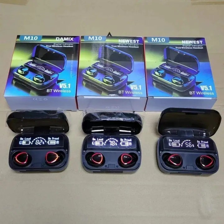 AL TWS M10 HEADSET EARPHONE BLUETOOTH TRUE WIRELESS STEREO M-10 SMART DIGITAL DISPLAY 5.1 WIRELESS S