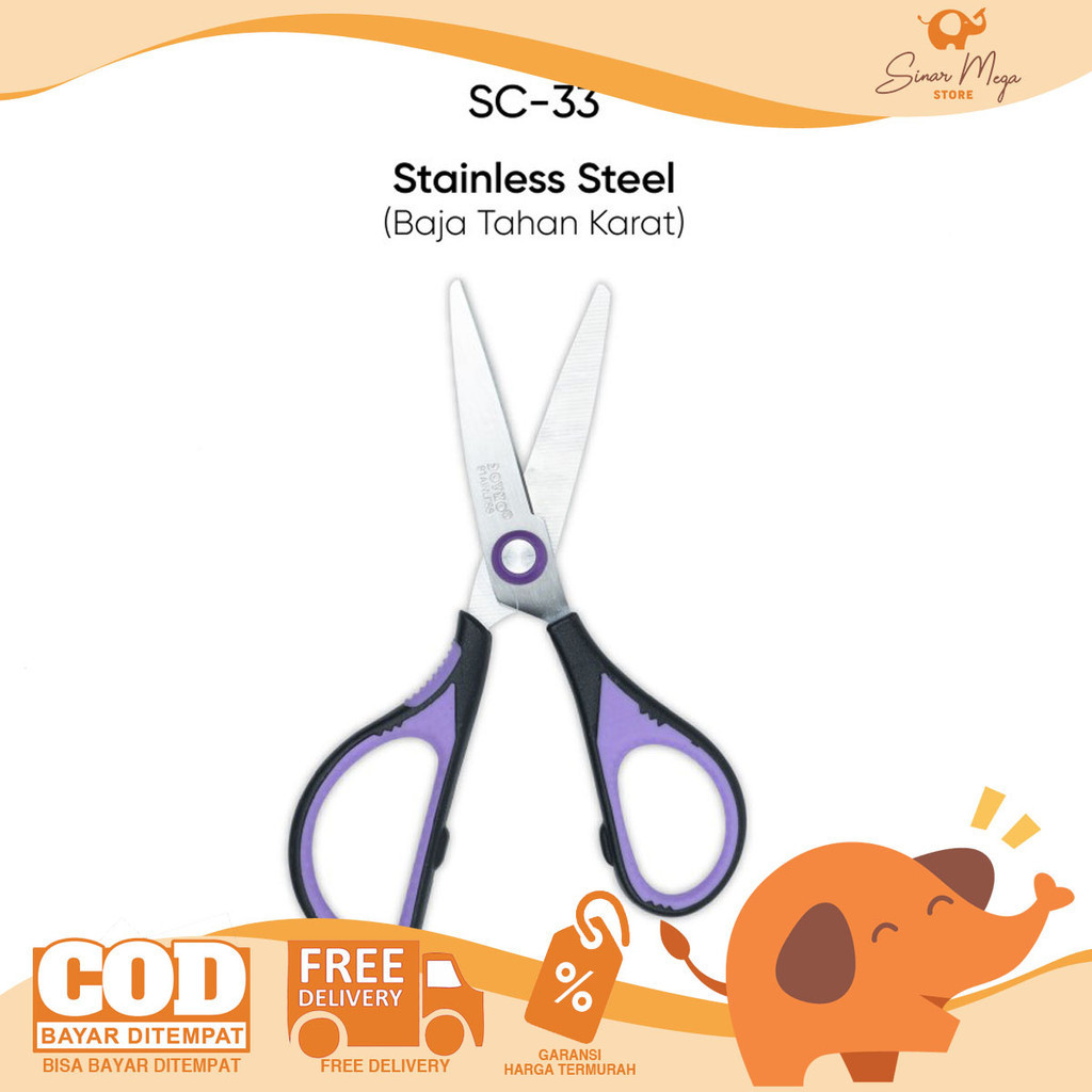 

Joyko Gunting SC-33 Gunting Kecil Scissors Non-Slip Grip Purple Lucu Berkualitas