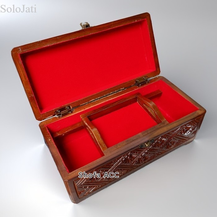 

Kotak Perhiasan Kayu Jati Ukir Lapis Bludru Uk 25x12x12cm murah