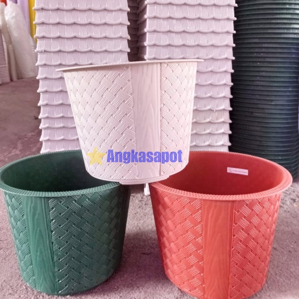6 PCS Pot Anyam 30 Setengah Lusin Pot Plastik Bunga Tanaman