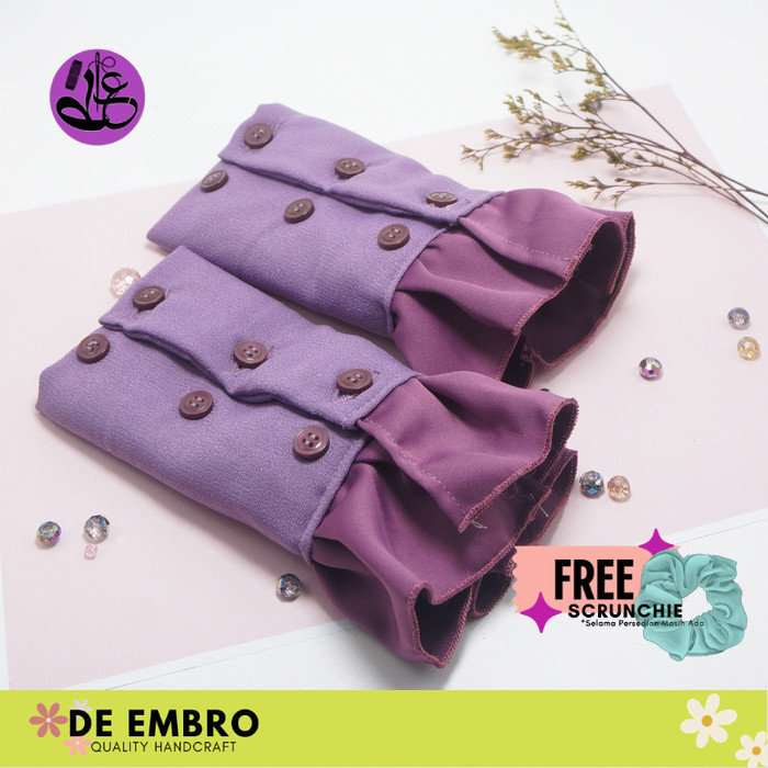 Manset Tangan Pendek Wanita Muslim Fake Cuff 3 kancing Satin De Embro