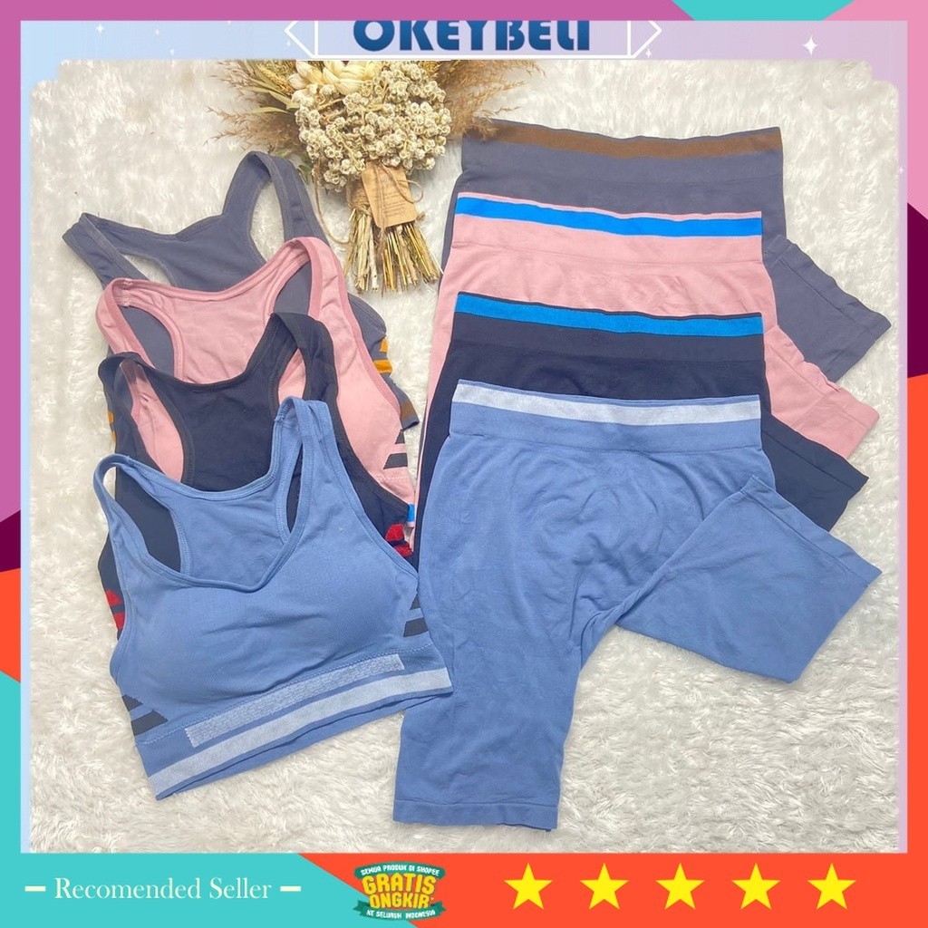 •OKEY BELI•BS933 Set Celana Bra setelan wanita Gym Fitness Running Clothes Olahraga Wanita