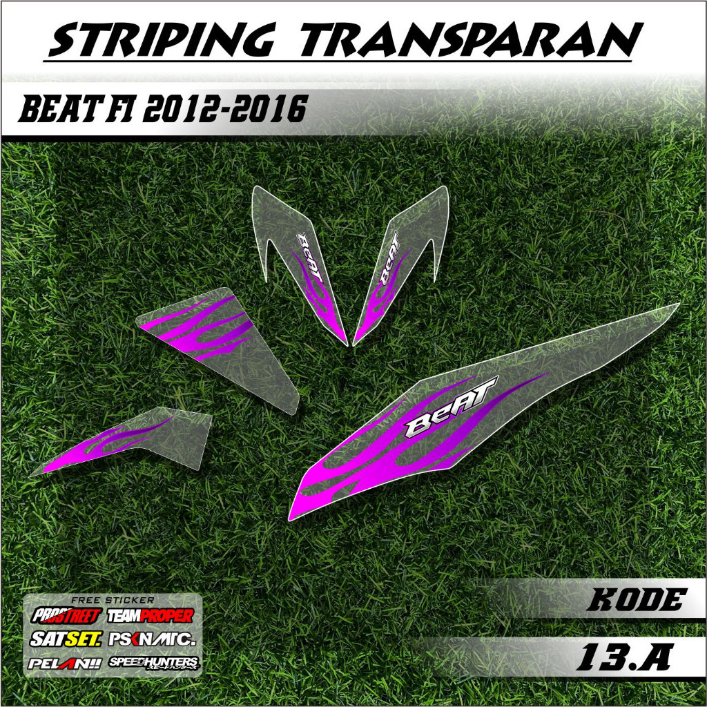 

(TERLARIS) STRIPING TRANSPARAN BEAT FI OLD 2012-2016 VARIASI LIST MOTOR DESAIN FLAME API KODE 013 Motorcycle