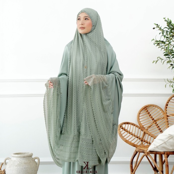 Prayer Set by Kallia | Mukena Mahar |Mukena  w/Box 01 - Seaweed