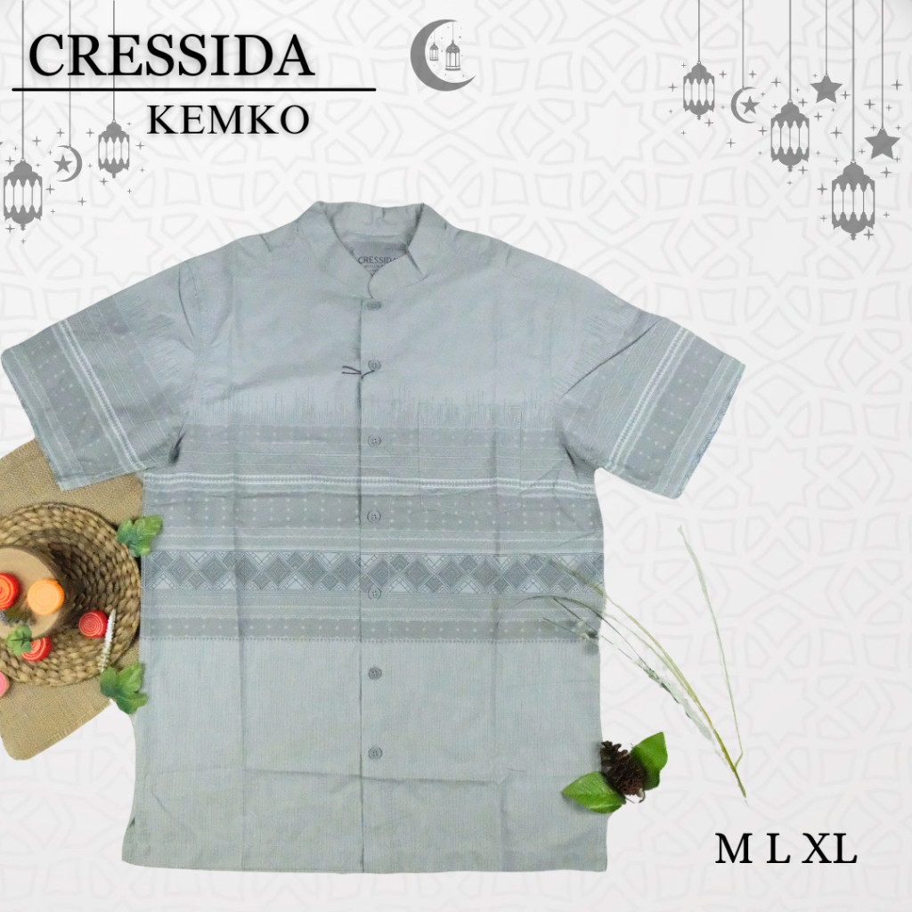 CRESSIDA Kemeja Koko Kemko Lengan Pendek Katun Pria Original KB002X