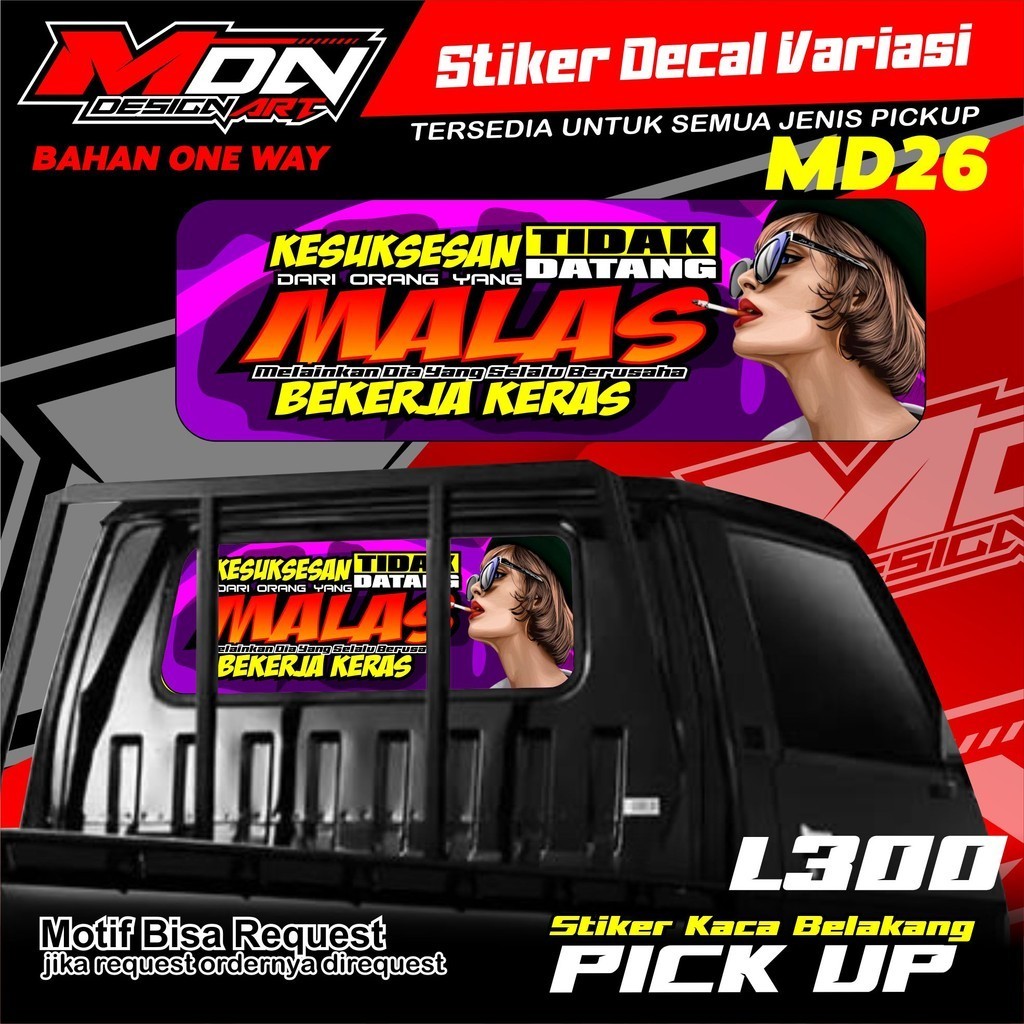 Stiker Kaca Belakang Pick Up - Sticker Pick Up L300 / T120SS / New Carry / Granmax bisa requsest