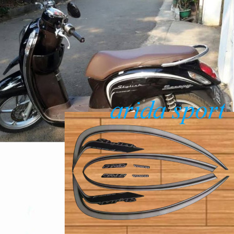Striping sticker honda scoopy stylish esp fi 2015 2016 hitam motif striping original scoopy