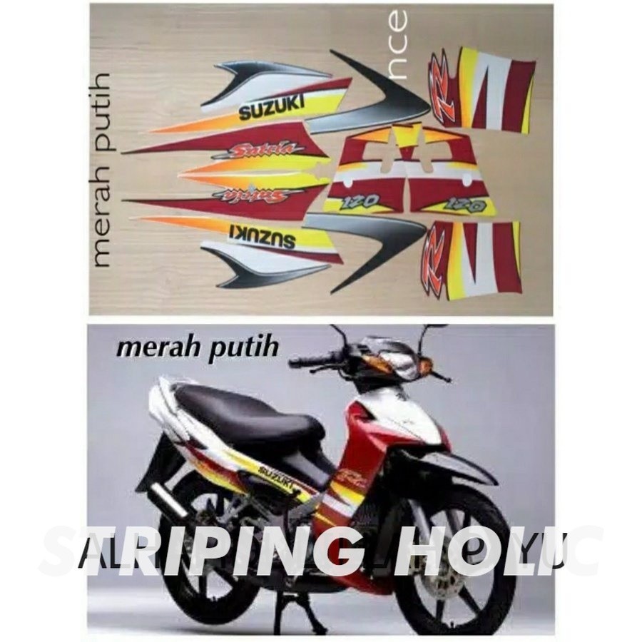 STIKER STRIPING LIS STANDAR ORI SATRIA HIU MALAYSIA 120 MERAH PUTIH POLET