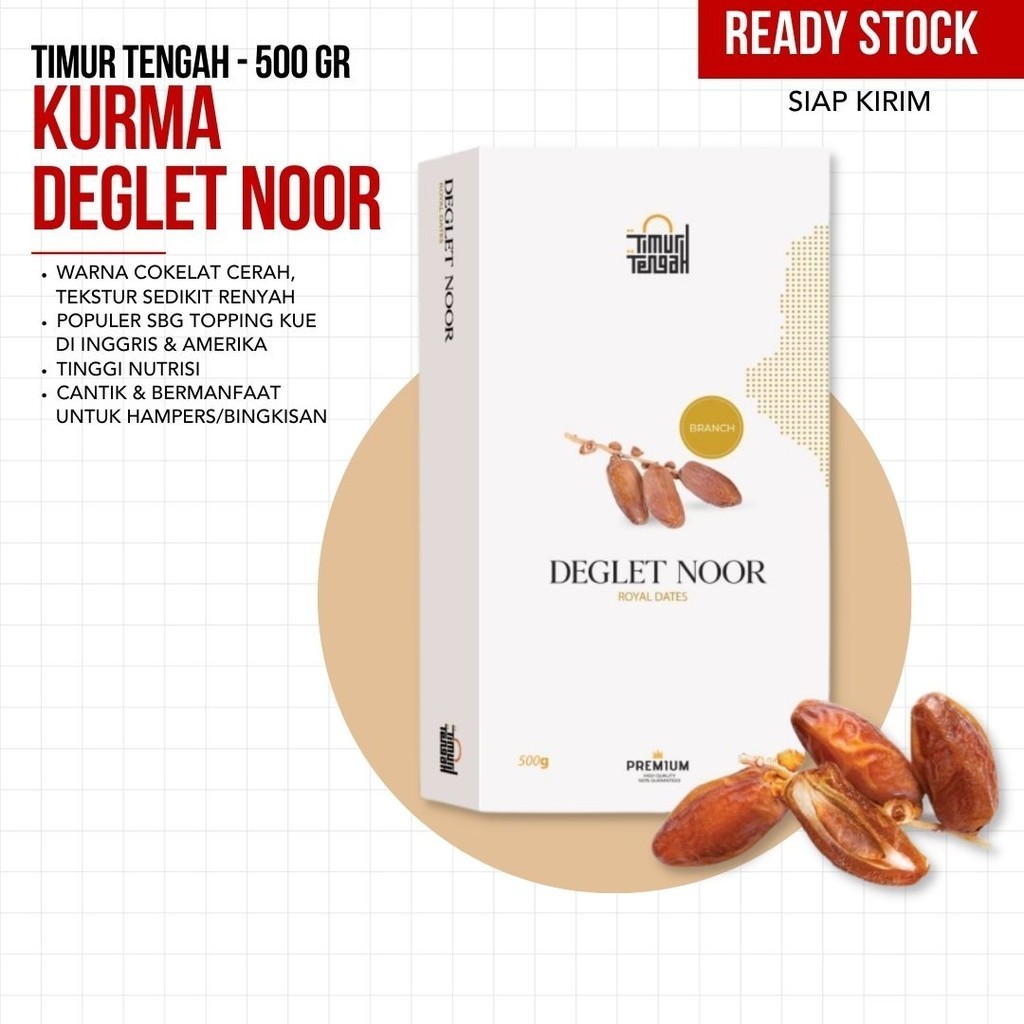 

Kurma Tunisia Tangkai Timur Tengah Premium Deglet Noor 500gr