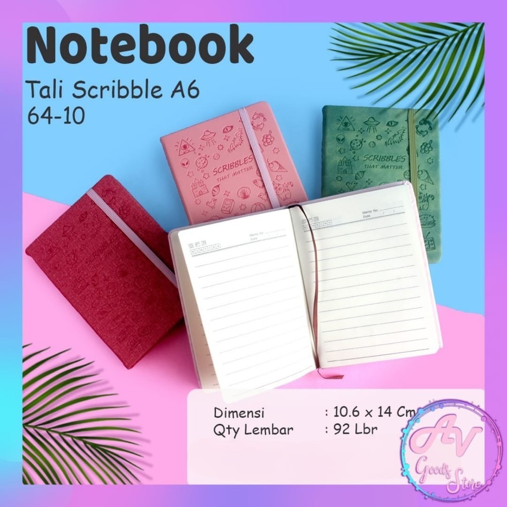 

Diary Tali A6 Scribbles 64-10 / Notebook Tali A6 Fancy 107lbr / Buku Notes