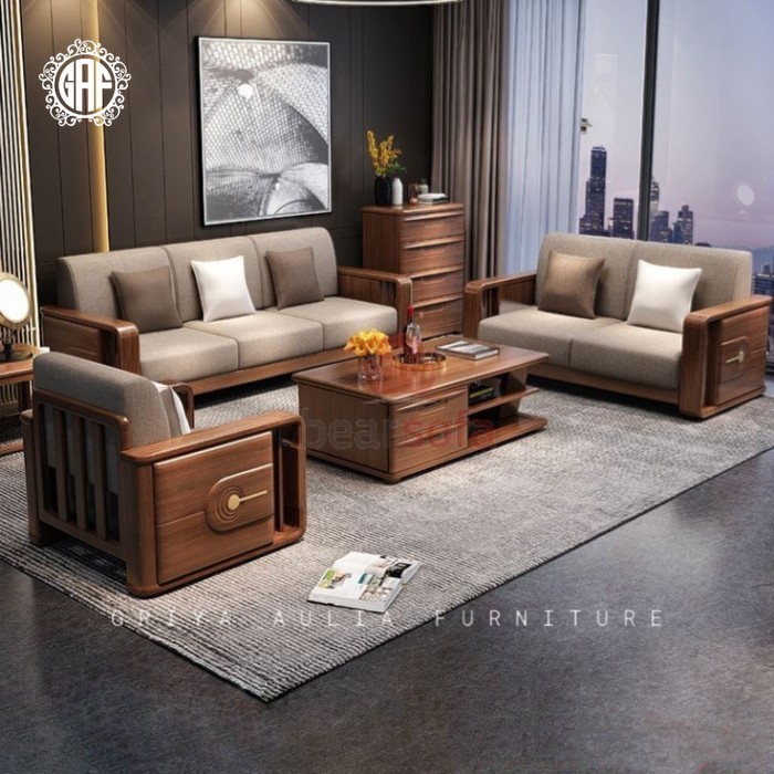 Set kursi tamu kayu jati terbaru kursi tamu bantalan tebal