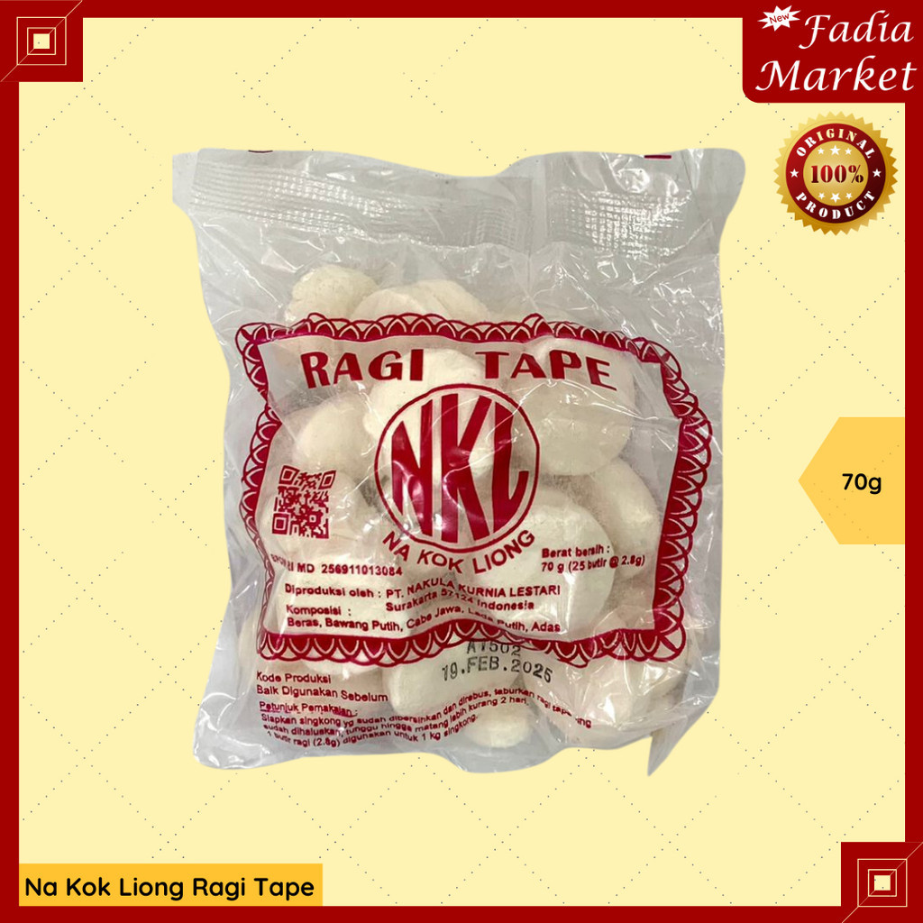 

Na Kok Liong Ragi Tape Fermentasi Ketan Tape 70g 25 Butir x 2.8g