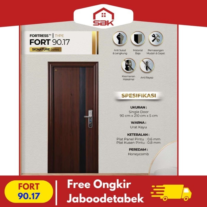 Pintu Kamar | Pintu Utama Baja 90x210 Fortress 90.17