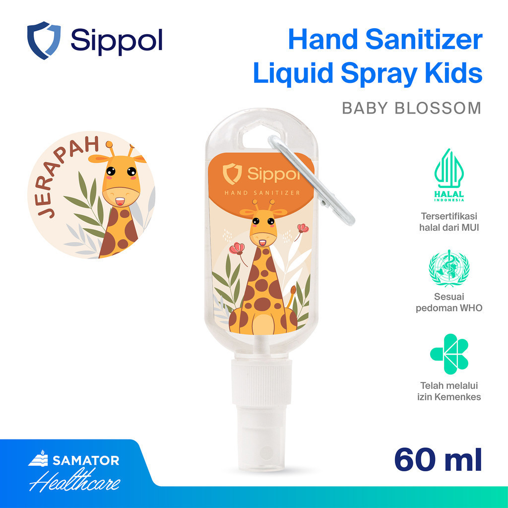 Sippol Hand Sanitizer Kids 60 ml [Baby Blossom] [Jerapah] / Antiseptik Pembersih Tangan Anti Bakteri