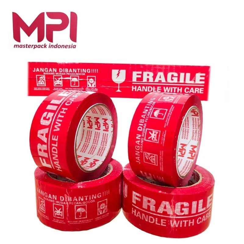 

[RP] Lakban Fragile Putih Merah 48mm x 100 yard Selotip Security Seal Isolasi Jangan Dibanting Tape Video Unboxing