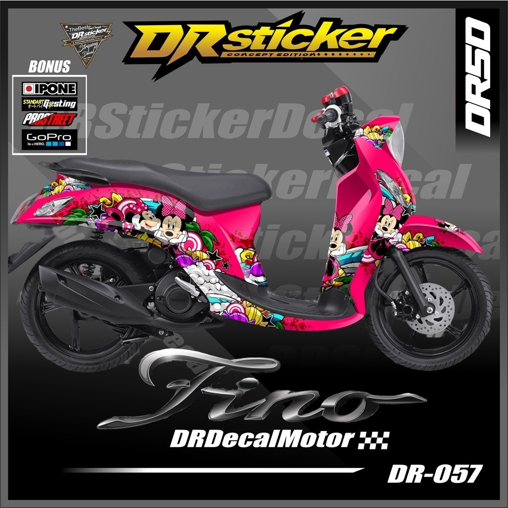 Decal sticker motor fino merah hitam full dasbor ful body