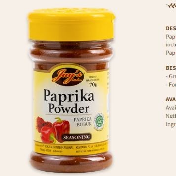 

JAY'S PAPRIKA POWDER 70GR (Paprika Bubuk)