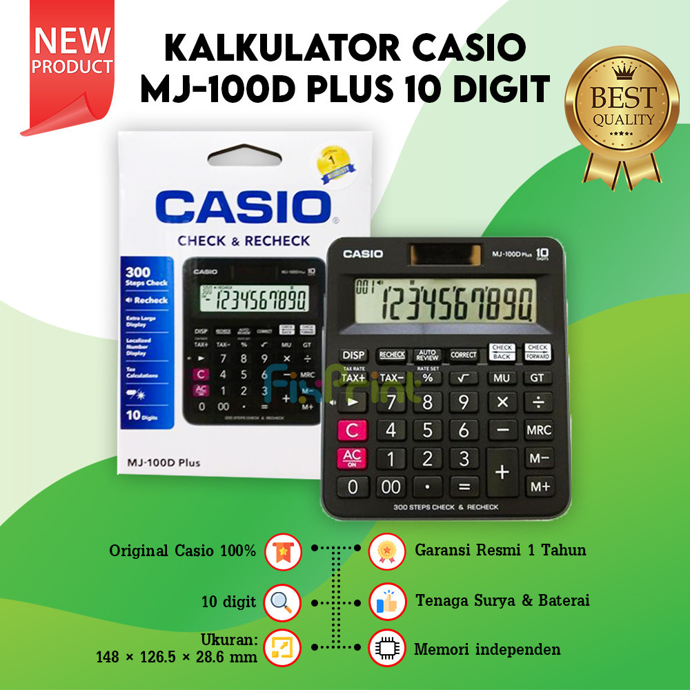 

Calculator Casio MJ-100D Plus 10 Digit Kalkulator Meja Mini Original