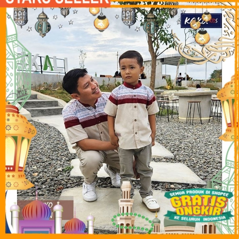 KEMKO HARUN-KOKO COUPLE AYAH ANAK/ Pink Dusty Fanta Merah muda