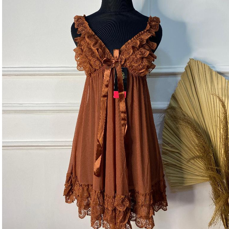 LindaGalz - Pakaian Tidur Wanita Dewasa / Lingerie Big Size Jumbo 0931-CARAMEL 0931
