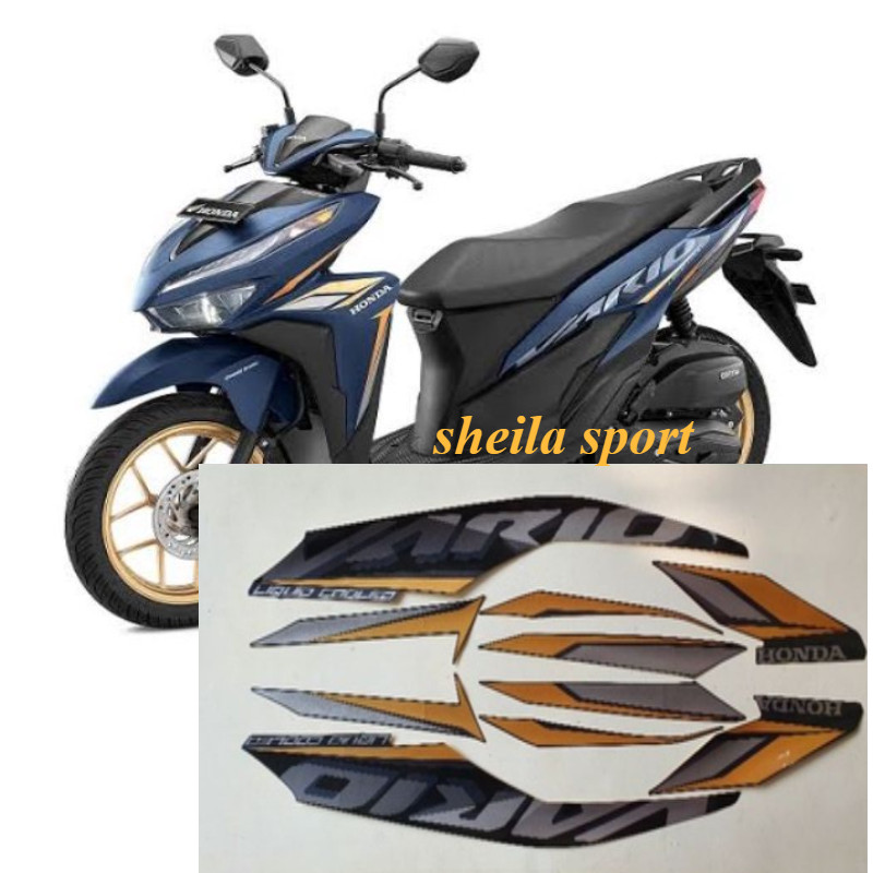 Striping sticker motor honda new vario techno 125  iss led fi cbs 2021 2022 biru doff