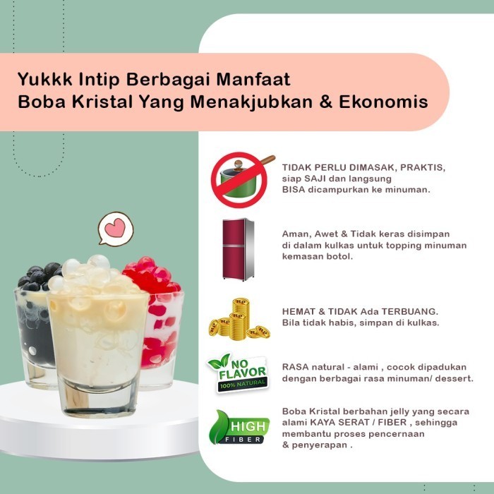 

BOBA KRISTAL HITAM KLASIK @1KG /1000GR/ JELLY BOBA PRAKTIS SIAP SAJI