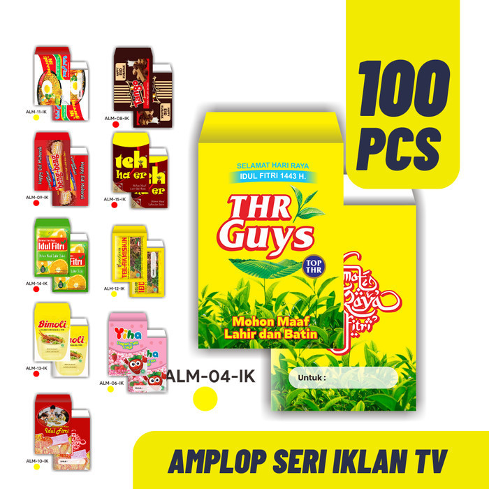 

PROMO PAKET 100 PCS AMPLOP LEBARAN JUMBO MOTIF SNACK IKLAN TV - RANDOM