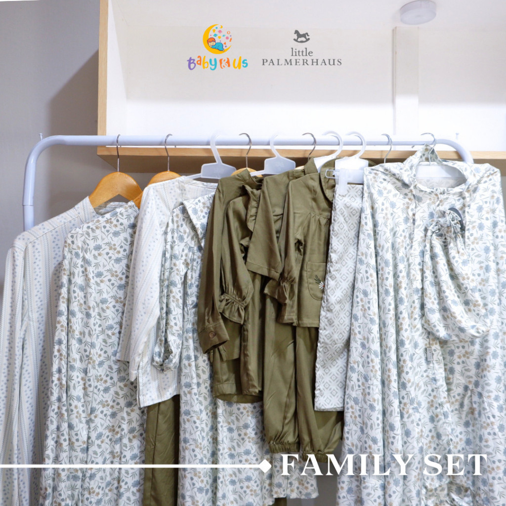 Little Palmerhaus - Sarimbit Keluarga Olive Green Hijau - Kian - Syifa / Baju Couple keluarga / Sari