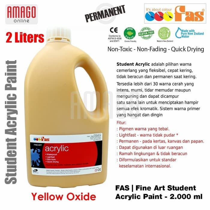 

Cat Akrilik Lukis FAS Student Acrylic Paint - 2 liter - Yellow Oxide