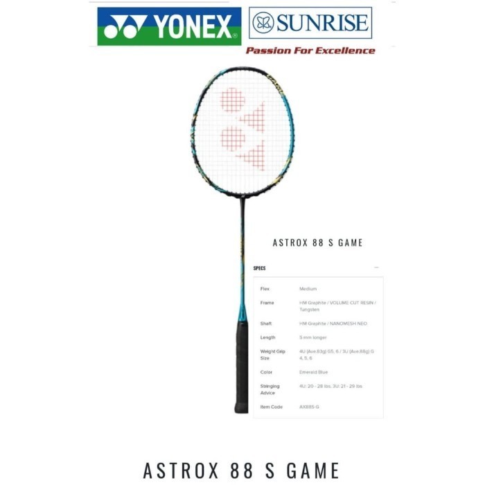 Raket Badminton Bulutangkis YONEX ASTROX 88 S 88 D GAME ORIGINAL -MN24