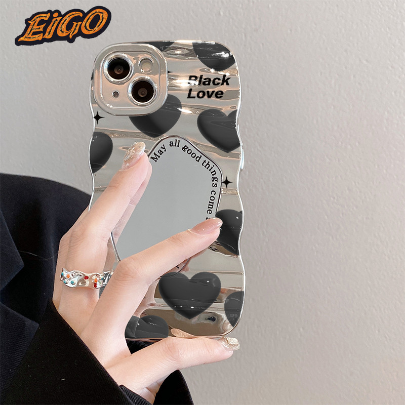 EIGO【Oppo Reno6】Cinta Hitam Kaca Mirror Case kupu-kupu Casing hp Cocok dengan OPPO-RENO6-4G Casing Ponsel Anak Perempuan Ketahanan jatuh berkualitas tinggi