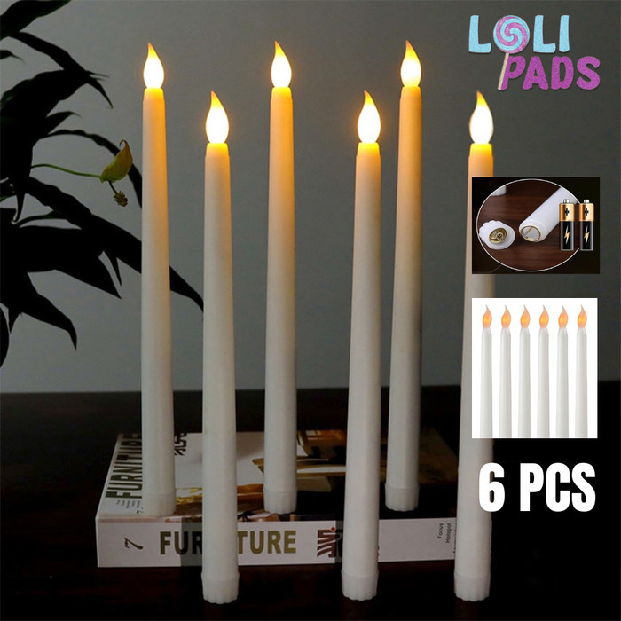 6PCS Lilin LED - Lilin Panjang Lampu Elektrik Lilin - Lilin Lampu