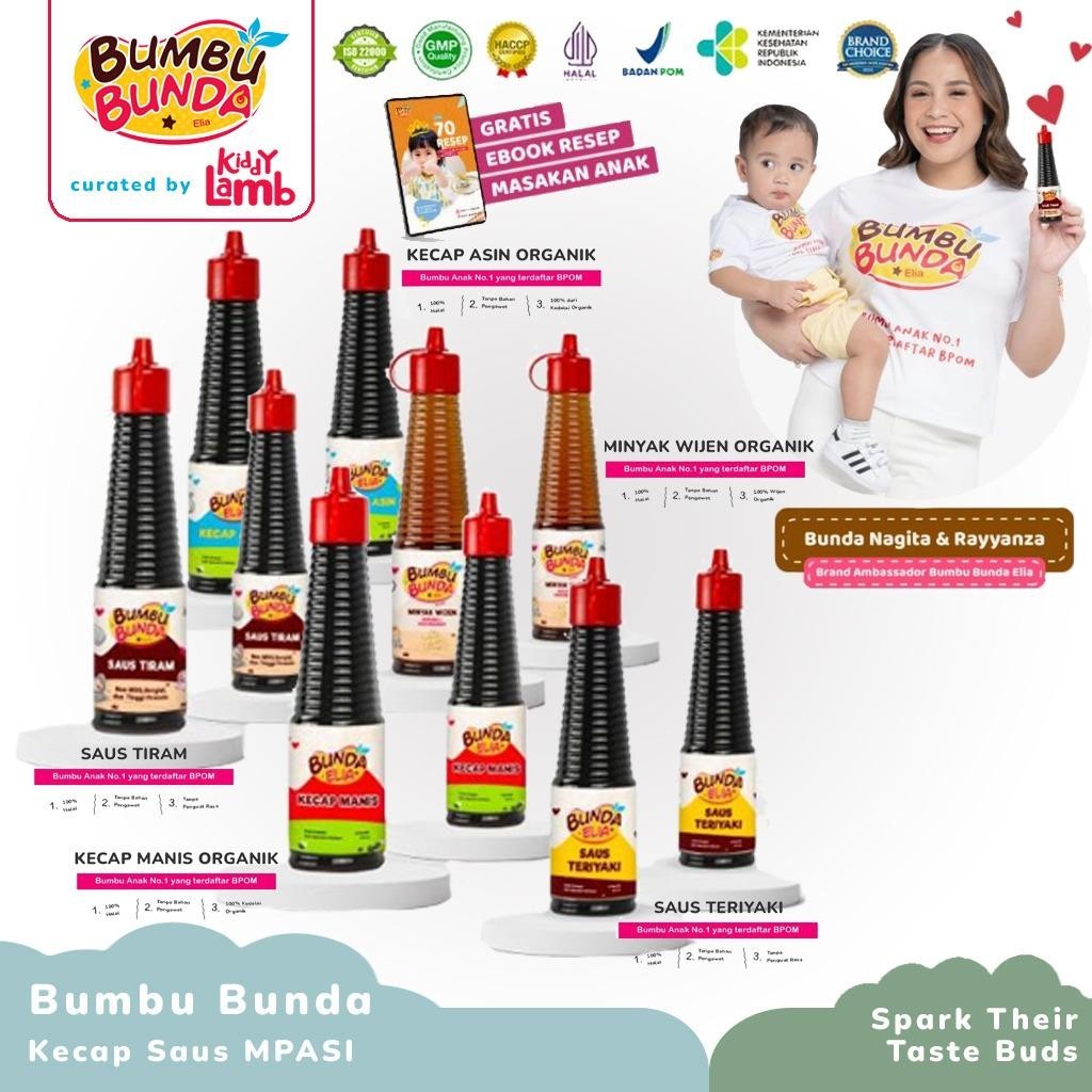 

Bumbu Bunda Elia Kecap MPASI / Kecap Manis Saos Tiram Saos Teriyaki Minyak Wijen / Bumbu Anak Non MSG - KIDDY LAMB