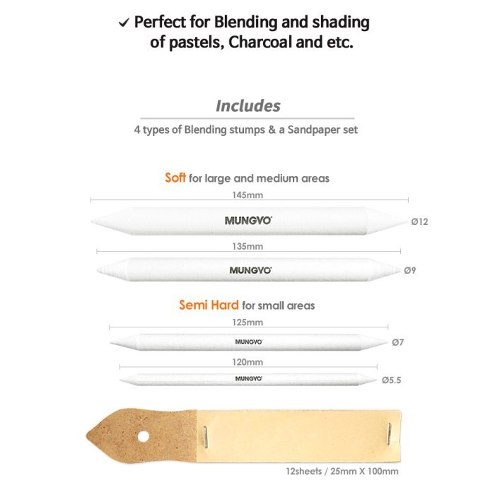 

Mungyo Blending Paper Stump & Sandpaper Set Drawing Tool Alat Gambar
