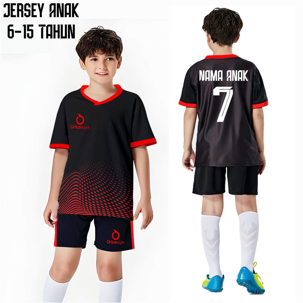 Jersey Konfeksi Langsung PASANG NAMA DAN NOMOR PUNGGGUNG Baju Bola 5-15 Tahun Jersey Futsal Custom J