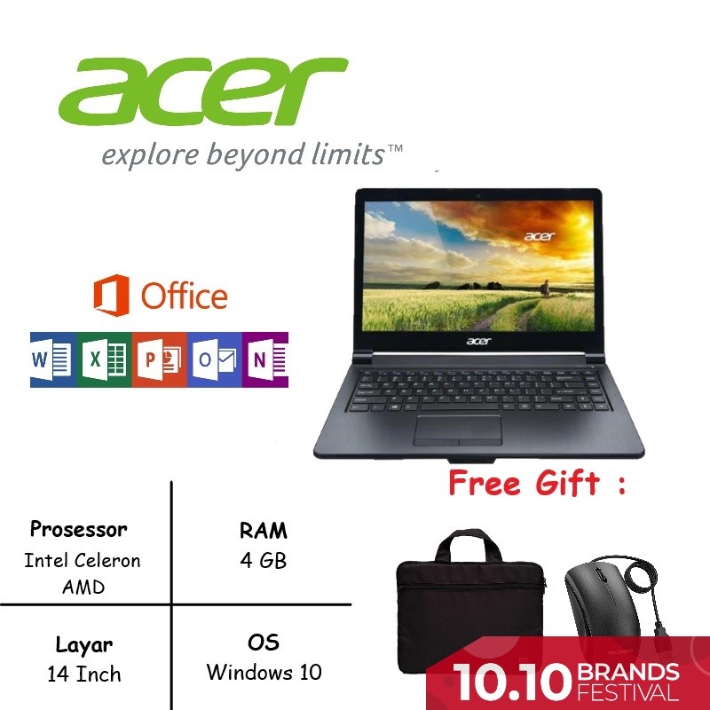 LAPTOP ACER INTEL CELERON/AMD RAM 8GB / SSD 256 WIN 10