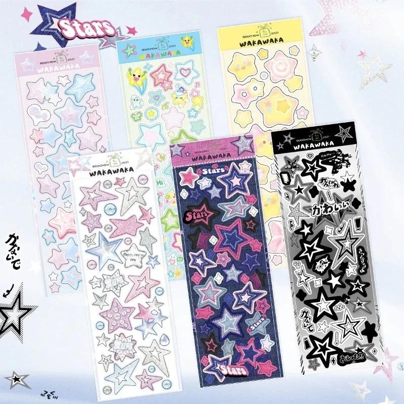 

1 Sheet Cute Colorful Star Pattern Stickers DIY Scrapbooking Sticker Kpop Idol Photo Card Deco Materials Korean Style