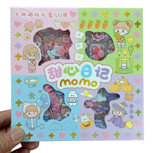 

[DS] Stiker MoMo Sticker 2D Isi 100 Lembar Warna Mix Kartun Korea Anti Air