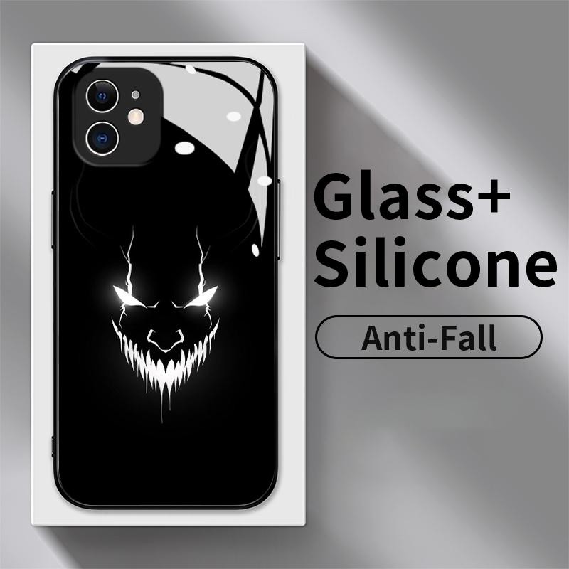 Hard Case For Samsung A12 A11 A13 4G A14 A15 5G A10 A10s Tempered Glass Cool Evil Smiley Silicone Ba