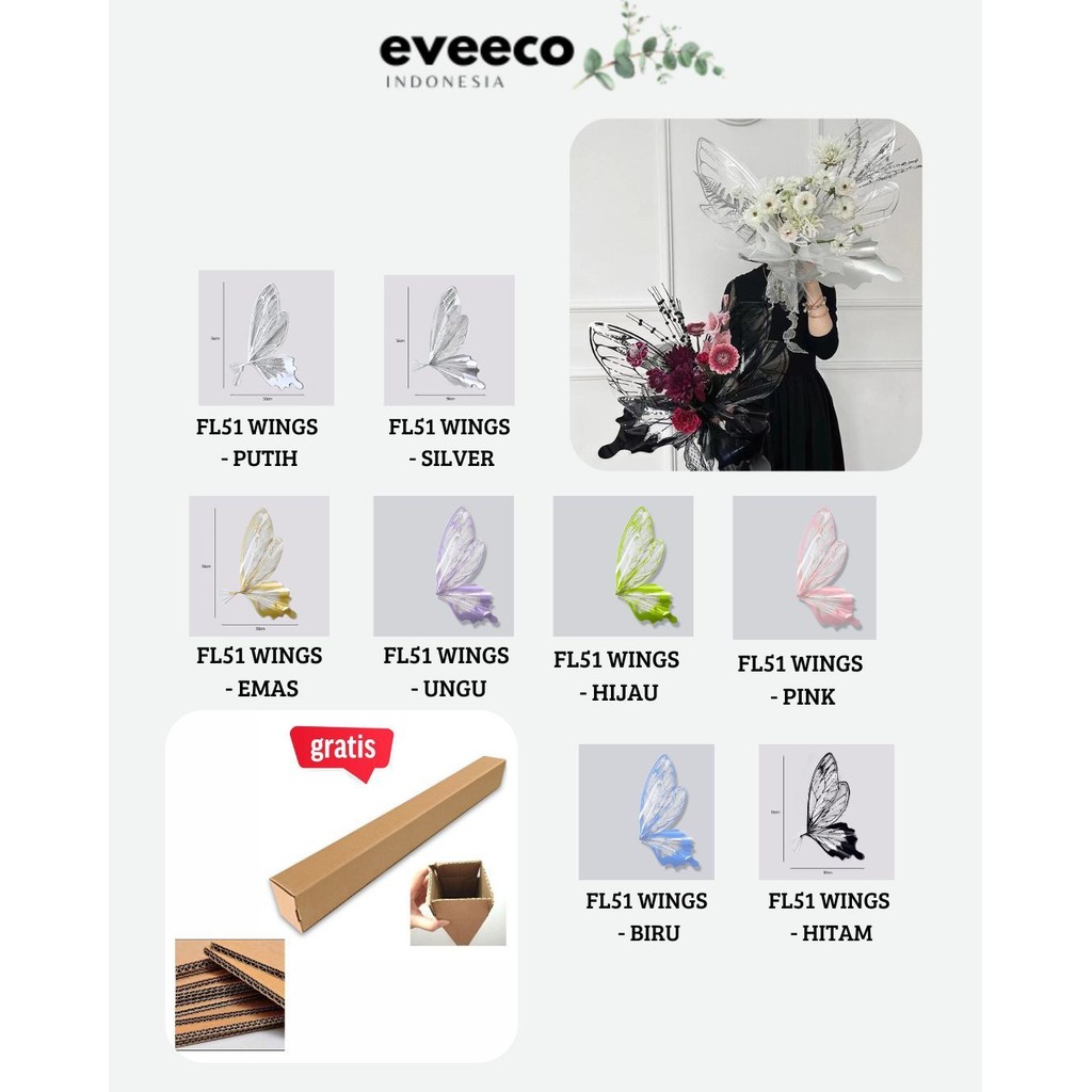 

EVEEco - (1 SET) - FL51 WINGS OPP Wings Butterfly Kertas Bunga Paper Buket Kado Florist Cellophane