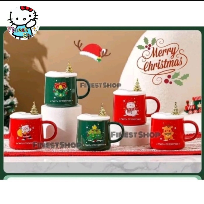 

[[Promo!!!]] Snowball Mug Keramik Santa Kado Natal Hampers Christmas Gift New Year - Tutup Pohon, Pilih wrn +kado