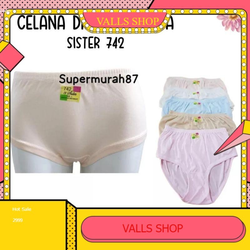 6 PCS CD Sister 742 | Celana Dalam SISTER Bahan Kaos2 Anti Bakteri  | CELANA DALAM WANITA DEWASA CH 