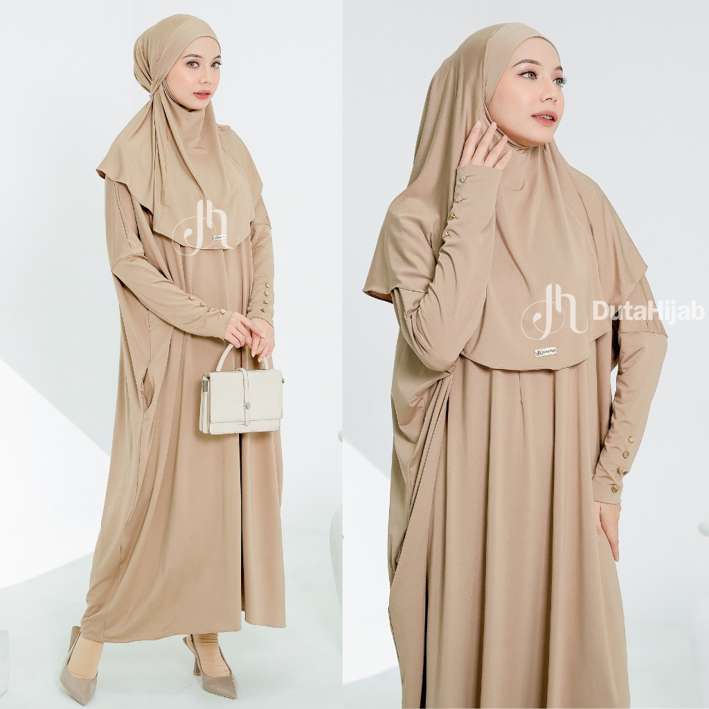 TAbaya Gamis Umroh Jersey Set Kerudung Muslim Wanita  By Duta Hijab