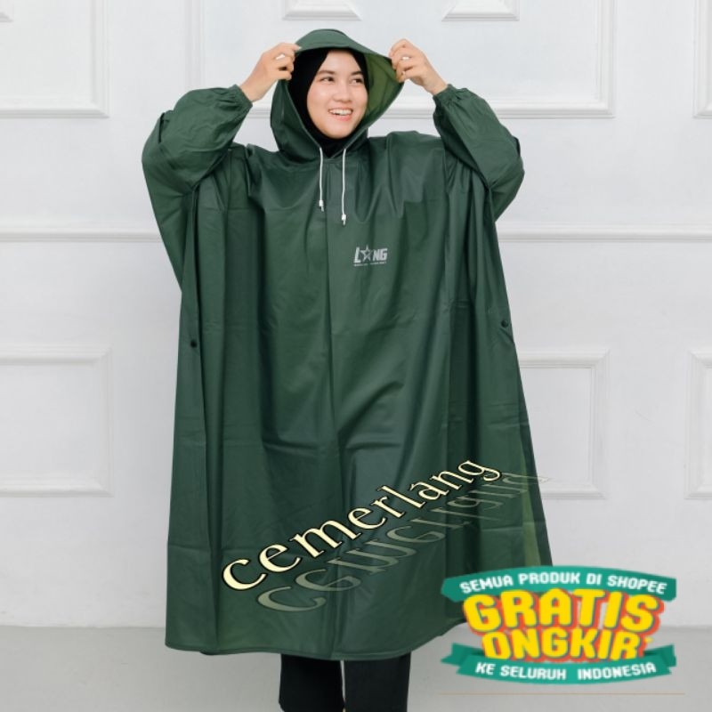 TK / Jas hujan ponco lengan kuat tebal mantel pria wanita dewasa raincoat/ Model Terbaru LEBARAN
